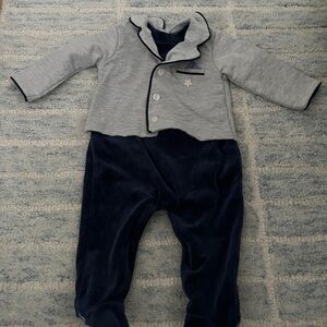 Mayoral Like New Gray and Navy Baby Outfit one Piece